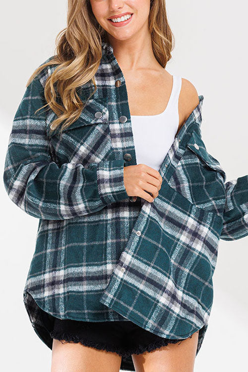 Oversized flannel jacket top