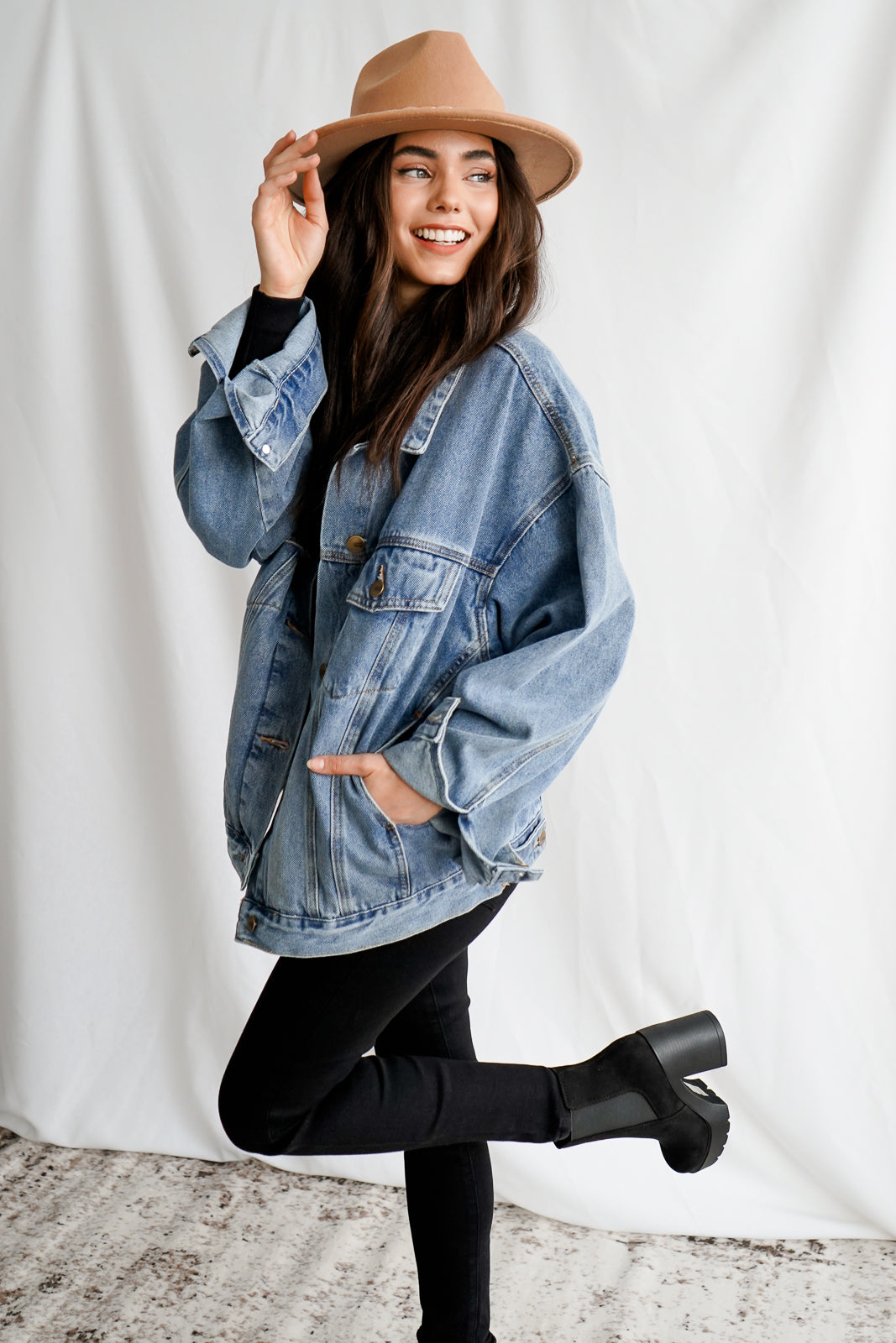 Oversized denim jacket women Clearance