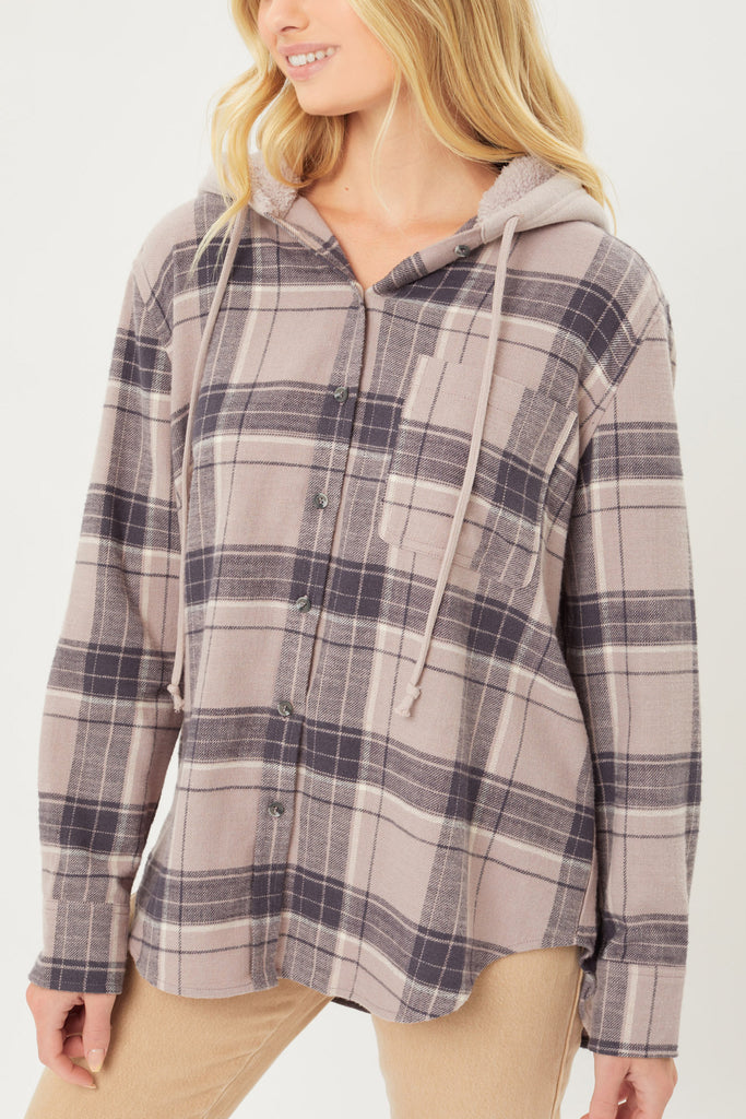 Hooded Flannel Shirt Jacket