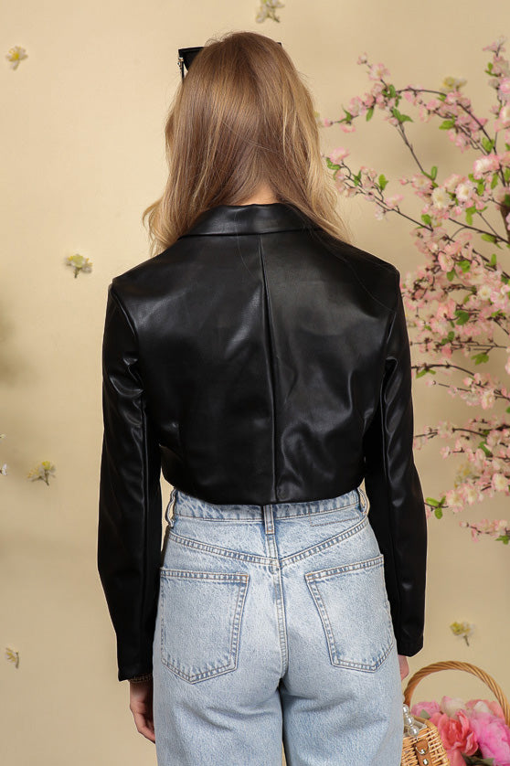 Olivia Faux Leather Crop Jacket