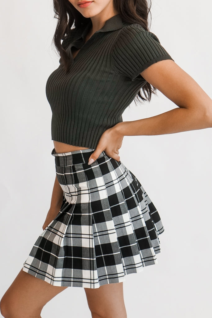 Roxy Pleated Plaid Skirt