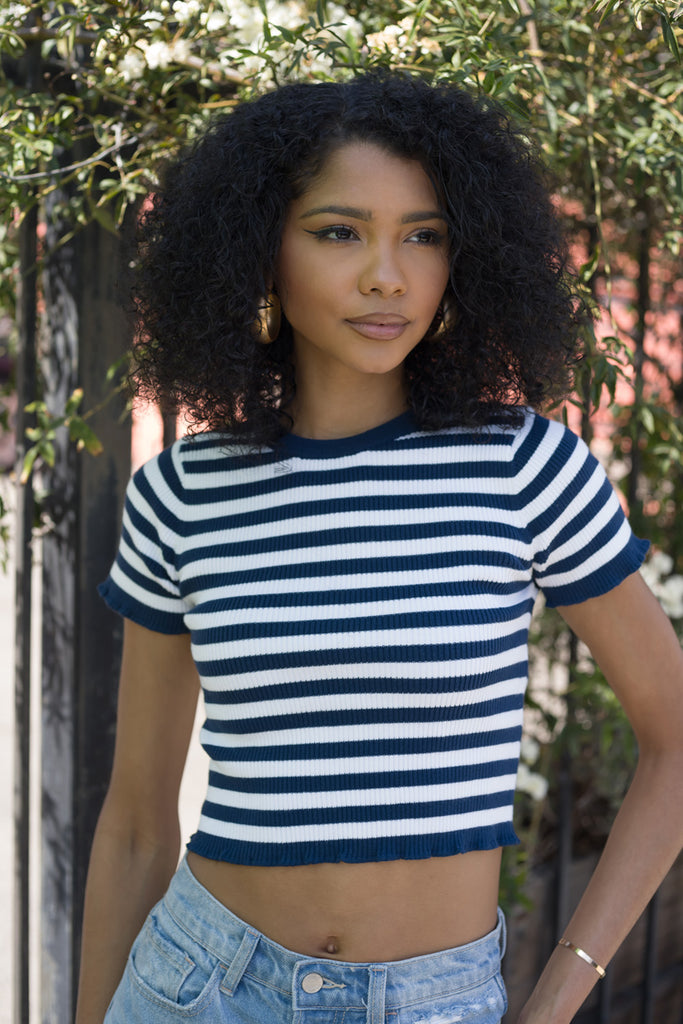 Ribbed Kint Striped Top